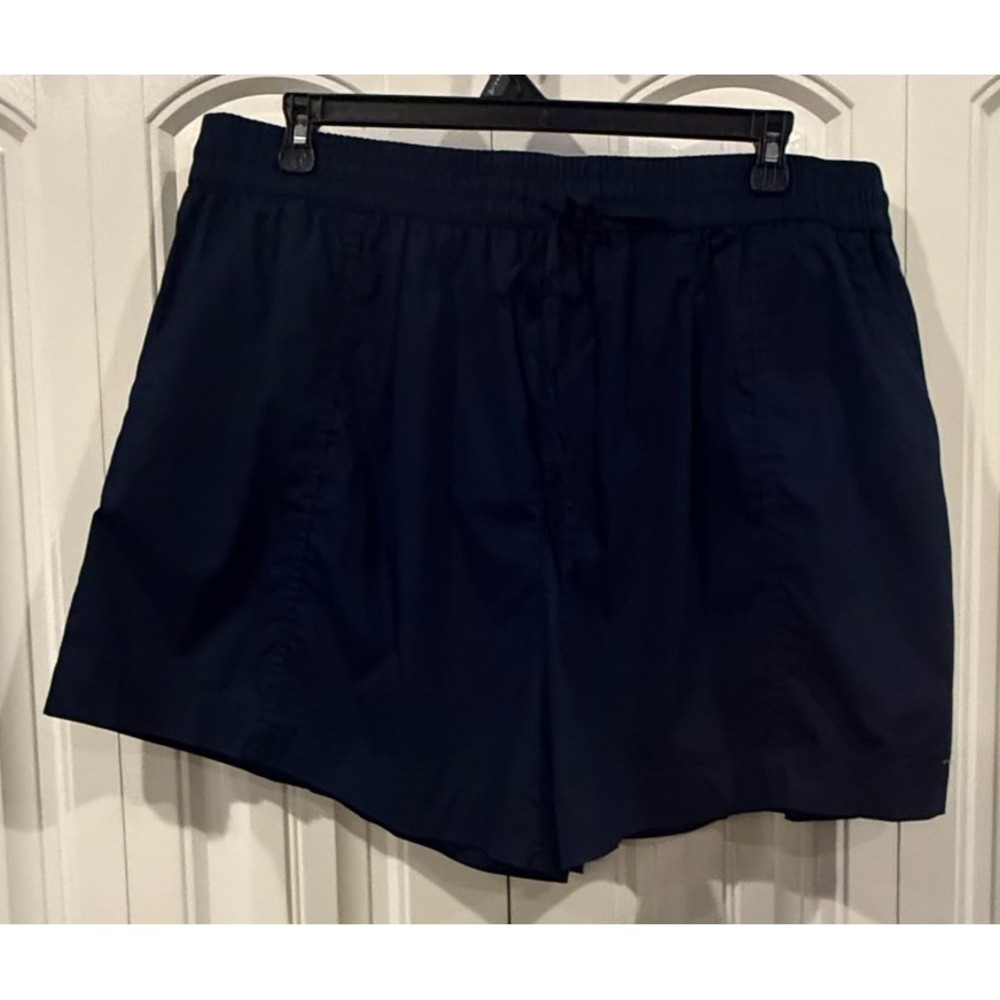 Time & Tru Women's XXXL 22 Poplin Shorts Navy Pull On Elastic Waist Casual